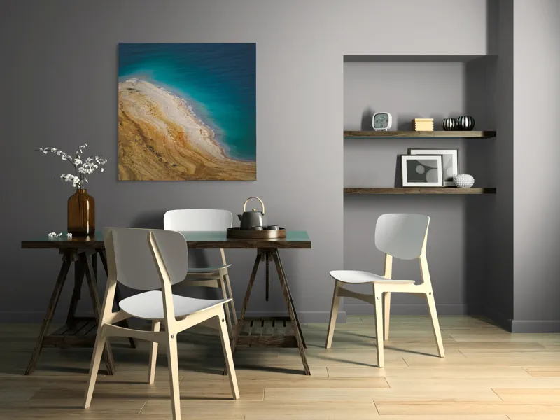 Tablou Canvas, "Întoarcerea mării în culori terestre", Ocean, Nisip, Culori, Contrast, Texturi, Valuri, Margine, Liniște, 100 x 100 cm – poza 6