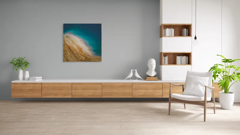 Tablou Canvas, "Întoarcerea mării în culori terestre", Ocean, Nisip, Culori, Contrast, Texturi, Valuri, Margine, Liniște, 100 x 100 cm – poza 8