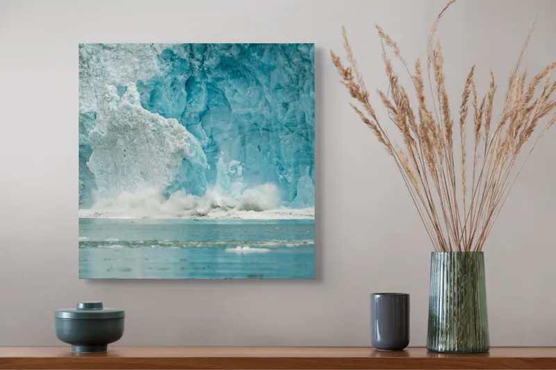 Tablou Canvas, "Fragment din regatul de gheață albastră", Gheață, Albastru, Fragmentare, Peisaj, Natură, Ocean, Tăcere, Liniște, Măreție, Rece., 50 x 50 cm – poza 4