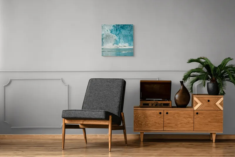 Tablou Canvas, "Fragment din regatul de gheață albastră", Gheață, Albastru, Fragmentare, Peisaj, Natură, Ocean, Tăcere, Liniște, Măreție, Rece., 50 x 50 cm – poza 6