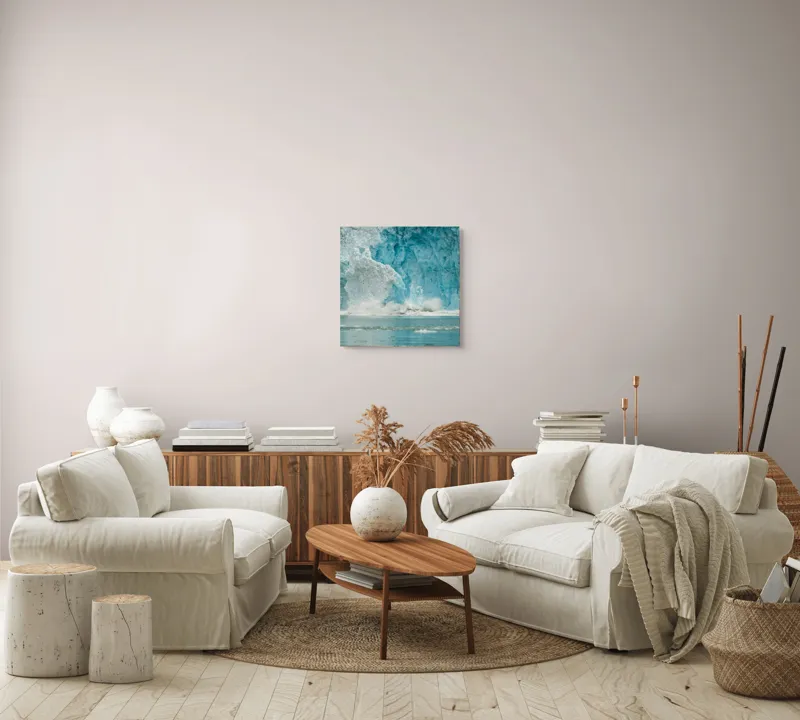Tablou Canvas, "Fragment din regatul de gheață albastră", Gheață, Albastru, Fragmentare, Peisaj, Natură, Ocean, Tăcere, Liniște, Măreție, Rece., 50 x 50 cm – poza 7