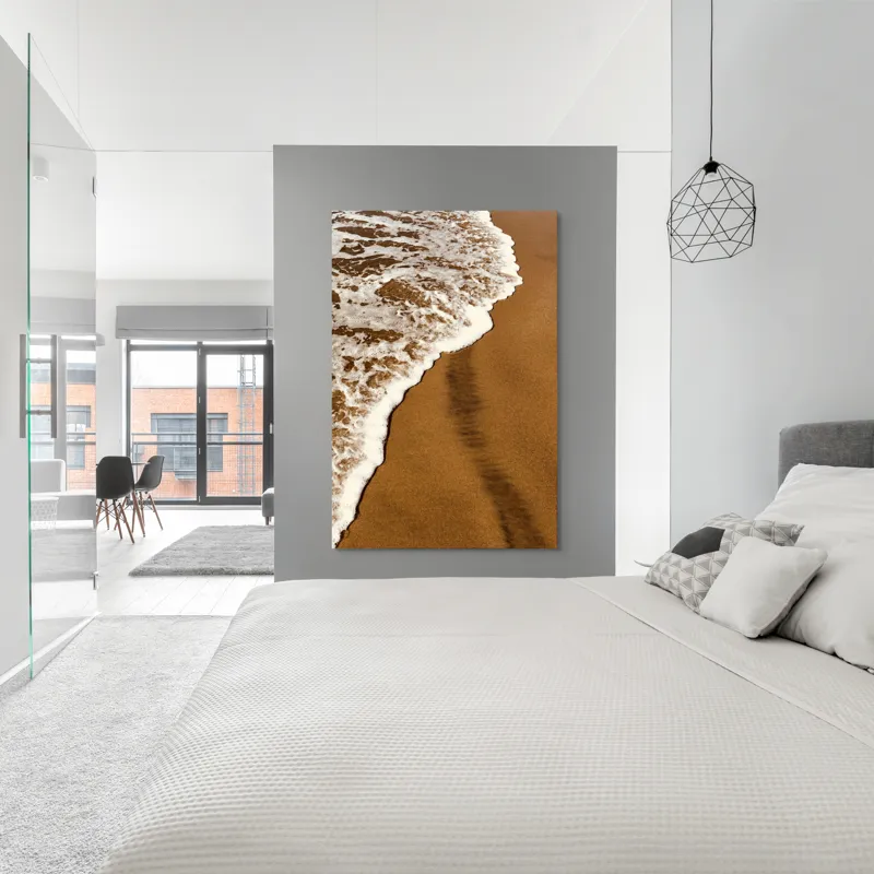 Tablou Canvas, "Apă sărată și nisip auriu", Valuri, Nisip, Spumă, Apă, Liniște, 100 x 150 cm – poza 5