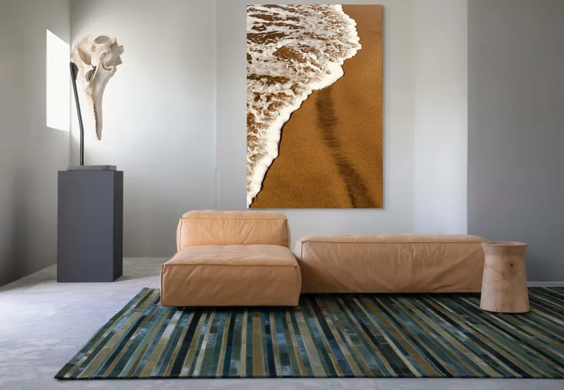 Tablou Canvas, "Apă sărată și nisip auriu", Valuri, Nisip, Spumă, Apă, Liniște, 100 x 150 cm – poza 7