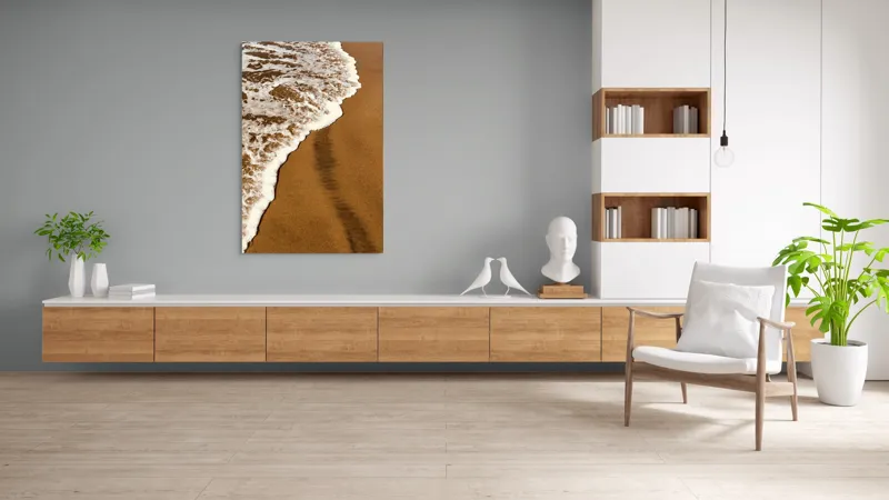 Tablou Canvas, "Apă sărată și nisip auriu", Valuri, Nisip, Spumă, Apă, Liniște, 100 x 150 cm – poza 8
