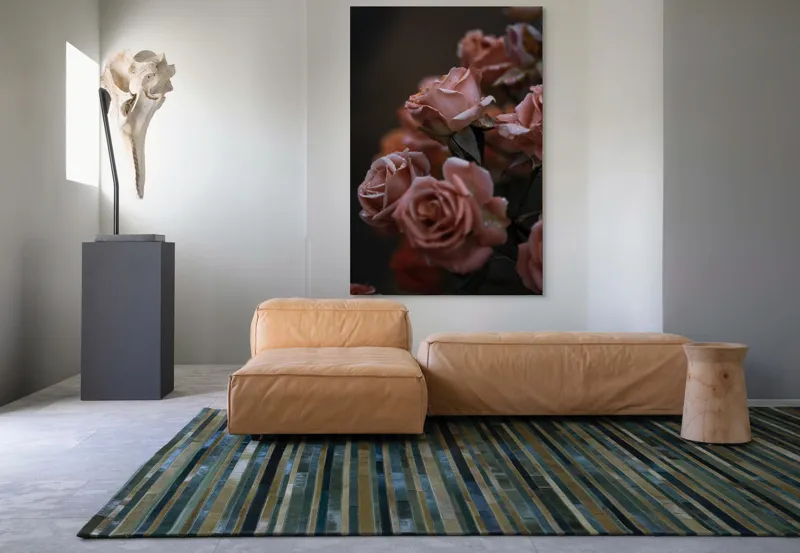 Tablou Canvas, "Trandafiri roz în amurg ploios", Răbdare, Gingășie, Melancolie, Fragilitate, Eleganță, Visare, Îmbobocire, 100 x 150 cm – poza 7