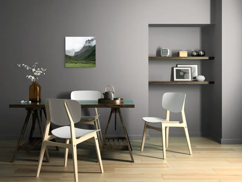 Tablou Canvas, "Valea ascunsă învăluită în ceață", Nor, Munte, Vale, Pădure, Ceață, Verdeață, Liniște, Peisaj., 50 x 50 cm – poza 8