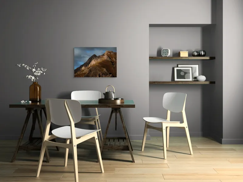 Tablou Canvas, "Umbrele serii pe munte semeț", Munți, Rocă, Umbre, Înserare, Natură, Vârfuri, Cer, Nori, Lumină, Peisaj, 70 x 50 cm – poza 5