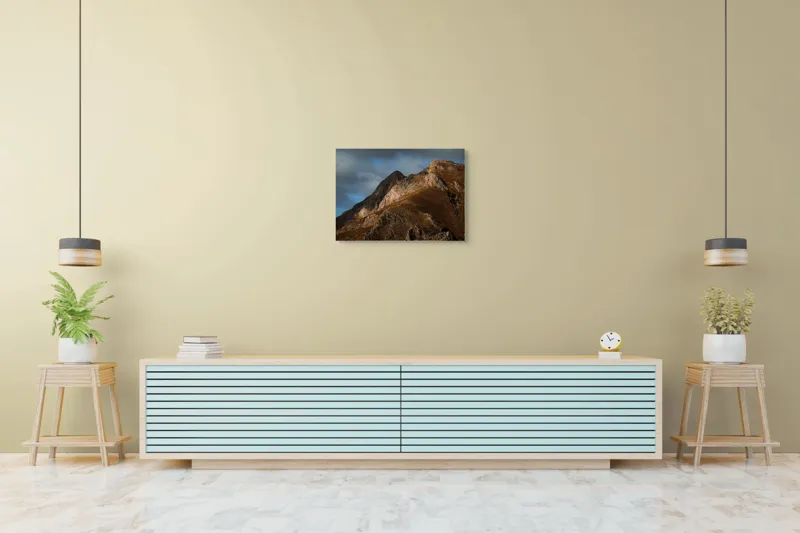 Tablou Canvas, "Umbrele serii pe munte semeț", Munți, Rocă, Umbre, Înserare, Natură, Vârfuri, Cer, Nori, Lumină, Peisaj, 70 x 50 cm – poza 7