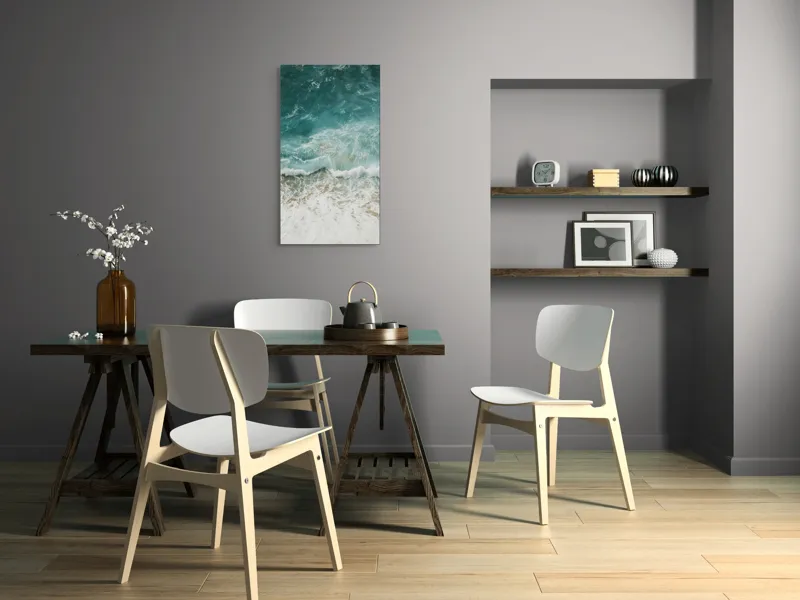 Tablou Canvas, "Valuri spumoase pe țărm azuriu", Valuri, Mare, Spumă, Nisip, Apă, Albastru, Natură, Mișcare, 50 x 90 cm – poza 4
