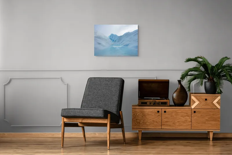 Tablou Canvas, "Povestea gheții albastre fără sfârșit", Gheață, Albastru, Munte, Lumină, Apă, Răceală, Natură, 70 x 50 cm – poza 4
