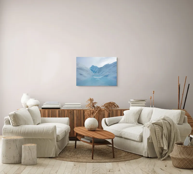 Tablou Canvas, "Povestea gheții albastre fără sfârșit", Gheață, Albastru, Munte, Lumină, Apă, Răceală, Natură, 70 x 50 cm – poza 6