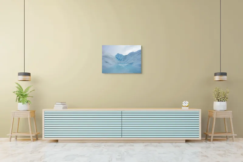 Tablou Canvas, "Povestea gheții albastre fără sfârșit", Gheață, Albastru, Munte, Lumină, Apă, Răceală, Natură, 70 x 50 cm – poza 7