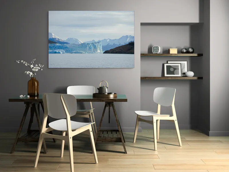 Tablou Canvas, "Măreția ghețarilor din depărtare", Gheață, Munte, Cer, Apă, Natură, Peisaj, Albastru, Liniște, 150 x 100 cm – poza 5