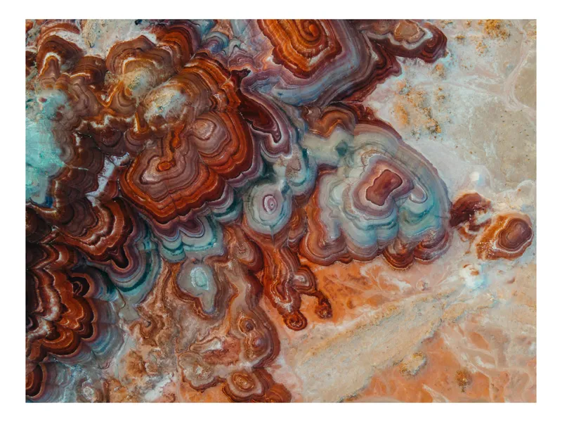 Tablou Canvas, "Așchiile pământului în culori vii", Oniric, Organic, Cromatic, Texturi, Stratificat, Eteric, Vibrant, Mineral, Unduiri, Terestru, 54 x 39 cm