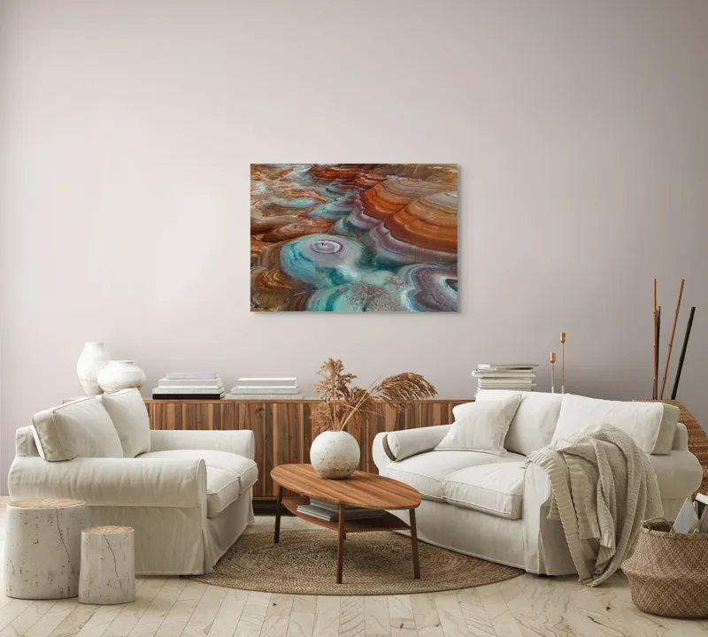 Tablou Canvas, "Picturi naturale în culori deșertice", Straturi, Culoare, Natură, Peisaj, Mineral, Forme, Texturi, Erosionare, Spectaculos, Contrast., 100 x 70 cm – poza 3