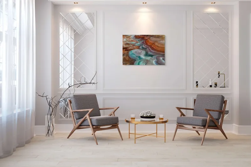 Tablou Canvas, "Picturi naturale în culori deșertice", Straturi, Culoare, Natură, Peisaj, Mineral, Forme, Texturi, Erosionare, Spectaculos, Contrast., 100 x 70 cm – poza 5