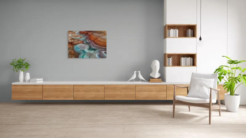 Tablou Canvas, "Picturi naturale în culori deșertice", Straturi, Culoare, Natură, Peisaj, Mineral, Forme, Texturi, Erosionare, Spectaculos, Contrast., 100 x 70 cm – poza 6