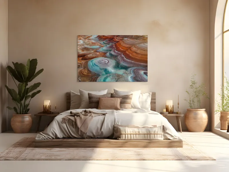 Tablou Canvas, "Picturi naturale în culori deșertice", Straturi, Culoare, Natură, Peisaj, Mineral, Forme, Texturi, Erosionare, Spectaculos, Contrast., 150 x 100 cm – poza 4
