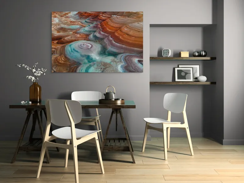 Tablou Canvas, "Picturi naturale în culori deșertice", Straturi, Culoare, Natură, Peisaj, Mineral, Forme, Texturi, Erosionare, Spectaculos, Contrast., 150 x 100 cm – poza 5