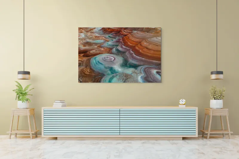 Tablou Canvas, "Picturi naturale în culori deșertice", Straturi, Culoare, Natură, Peisaj, Mineral, Forme, Texturi, Erosionare, Spectaculos, Contrast., 150 x 100 cm – poza 6
