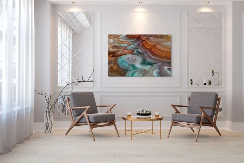 Tablou Canvas, "Picturi naturale în culori deșertice", Straturi, Culoare, Natură, Peisaj, Mineral, Forme, Texturi, Erosionare, Spectaculos, Contrast., 150 x 100 cm – poza 7