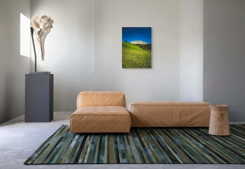 Tablou Canvas, "Câmpie înflorită și munți semeți", Pajiște, Munți, Cer, Verdeață, Liniște, Natură, Frumusețe, Peisaj., 50 x 70 cm – poza 7