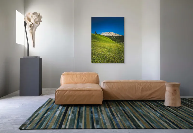 Tablou Canvas, "Câmpie înflorită și munți semeți", Pajiște, Munți, Cer, Verdeață, Liniște, Natură, Frumusețe, Peisaj., 70 x 100 cm – poza 7