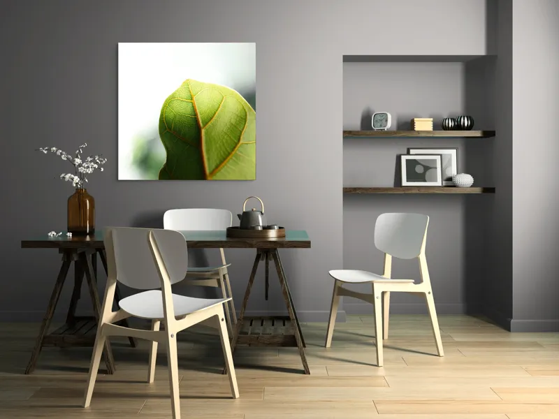 Tablou Canvas, "Textura subtilă a frunzei verzi", Frumusețe, Natură, Detaliu, Verde, Textură, Lumină, Prospețime, 100 x 100 cm – poza 6