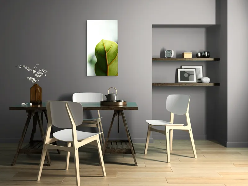 Tablou Canvas, "Textura subtilă a frunzei verzi", Frumusețe, Natură, Detaliu, Verde, Textură, Lumină, Prospețime, 50 x 90 cm – poza 4