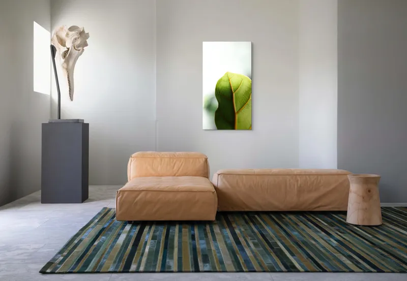 Tablou Canvas, "Textura subtilă a frunzei verzi", Frumusețe, Natură, Detaliu, Verde, Textură, Lumină, Prospețime, 50 x 90 cm – poza 5
