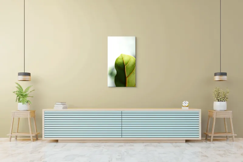 Tablou Canvas, "Textura subtilă a frunzei verzi", Frumusețe, Natură, Detaliu, Verde, Textură, Lumină, Prospețime, 50 x 90 cm – poza 6