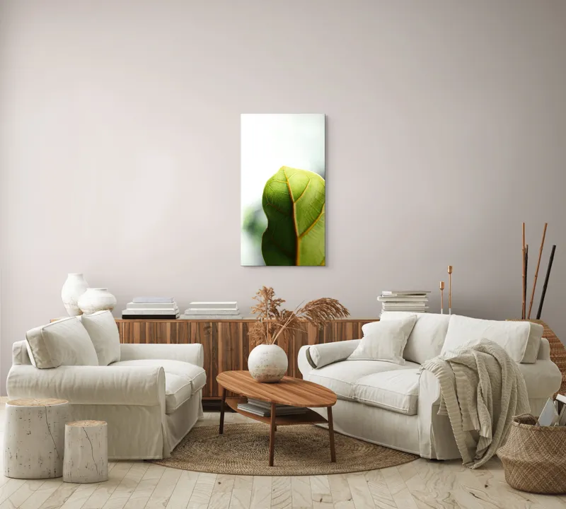 Tablou Canvas, "Textura subtilă a frunzei verzi", Frumusețe, Natură, Detaliu, Verde, Textură, Lumină, Prospețime, 50 x 90 cm – poza 7