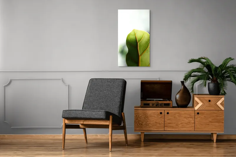 Tablou Canvas, "Textura subtilă a frunzei verzi", Frumusețe, Natură, Detaliu, Verde, Textură, Lumină, Prospețime, 50 x 90 cm – poza 8