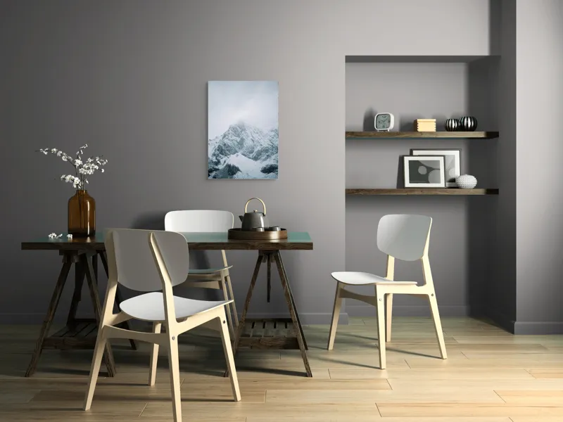 Tablou Canvas, "Vârfuri înghețate sub cer înnorat", Munți, Zăpadă, Nor, Frig, Roci, Pădure, Iarnă, Calm, Mistic, Linște, 50 x 70 cm – poza 5