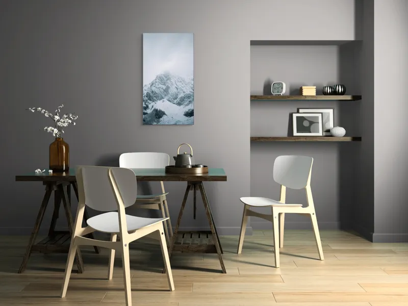 Tablou Canvas, "Vârfuri înghețate sub cer înnorat", Munți, Zăpadă, Nor, Frig, Roci, Pădure, Iarnă, Calm, Mistic, Linște, 50 x 90 cm – poza 4