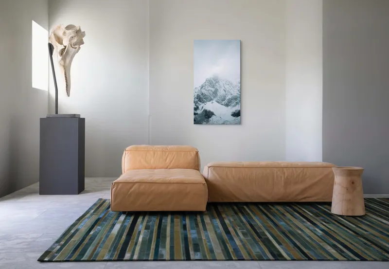 Tablou Canvas, "Vârfuri înghețate sub cer înnorat", Munți, Zăpadă, Nor, Frig, Roci, Pădure, Iarnă, Calm, Mistic, Linște, 50 x 90 cm – poza 5