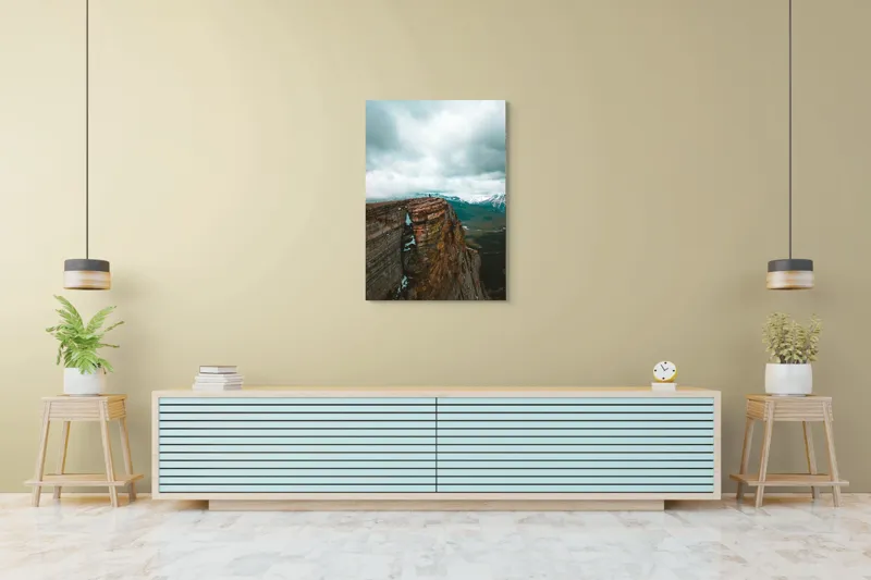 Tablou Canvas, "Culmea stâncoasă spre infinitul cerului", Norii, Stâncă, Peisaj, Aventura, Înălțime, Pitoresc, Natură, Munți, Verdeață, Majestuos, 70 x 100 cm – poza 5