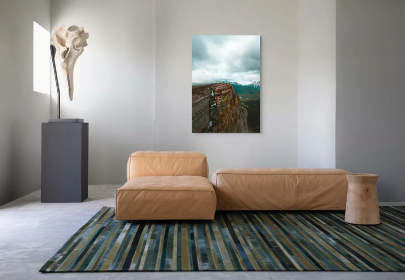 Tablou Canvas, "Culmea stâncoasă spre infinitul cerului", Norii, Stâncă, Peisaj, Aventura, Înălțime, Pitoresc, Natură, Munți, Verdeață, Majestuos, 70 x 100 cm – poza 7
