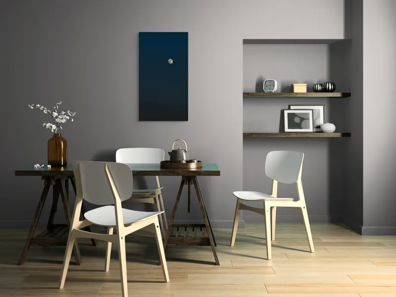 Tablou Canvas, "Luna strălucitoare pe cerul nopții", Lună, Întuneric, Cer, Liniște, Misterios, Răsfrângere, Noapte, 50 x 90 cm – poza 4