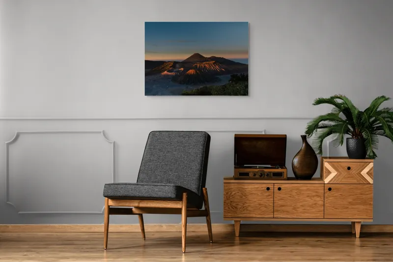 Tablou Canvas, "Lumina dimineții pe munți vulcanici", Munte, Răsărit, Culoare, Cer, Peisaj, Natură, Umbre, Lumini, Vulcan, Horizon., 100 x 70 cm – poza 8