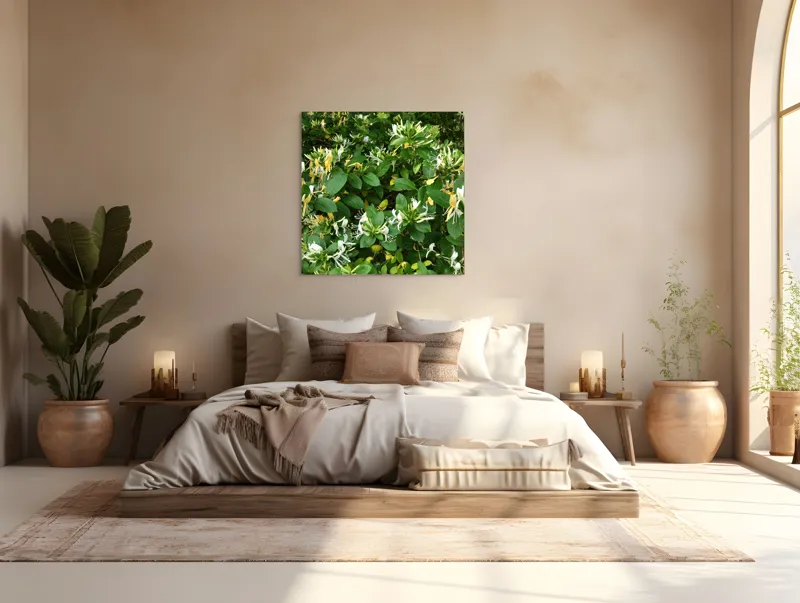 Tablou Canvas, "Floarea parfumată a verii verzi", Flori, Frunziș, Verde, Alb, Galben, Natură, Luxuriant, Delicat, Aromatic, Viu, 100 x 100 cm – poza 4