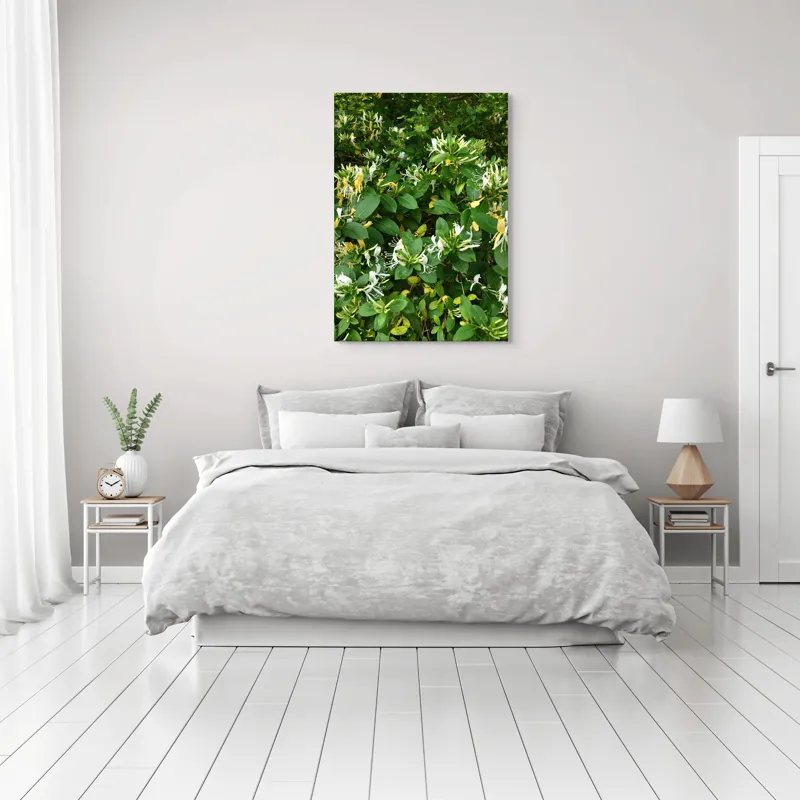 Tablou Canvas, "Floarea parfumată a verii verzi", Flori, Frunziș, Verde, Alb, Galben, Natură, Luxuriant, Delicat, Aromatic, Viu, 70 x 100 cm – poza 3