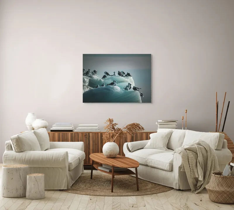 Tablou Canvas Păsări odihnindu-se pe blocurile de gheață Natură și Calm, 100 x 70 cm – poza 3