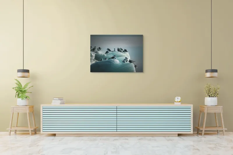 Tablou Canvas Păsări odihnindu-se pe blocurile de gheață Natură și Calm, 100 x 70 cm – poza 4