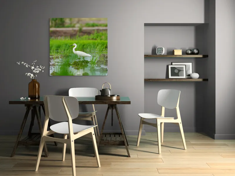 Tablou Canvas Egreta solitară în mijlocul naturii Peisaj Serenitate, 100 x 100 cm – poza 6