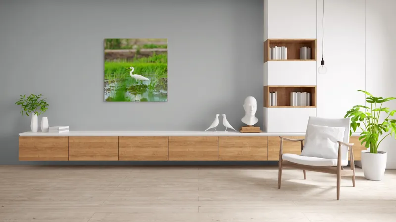Tablou Canvas Egreta solitară în mijlocul naturii Peisaj Serenitate, 100 x 100 cm – poza 8