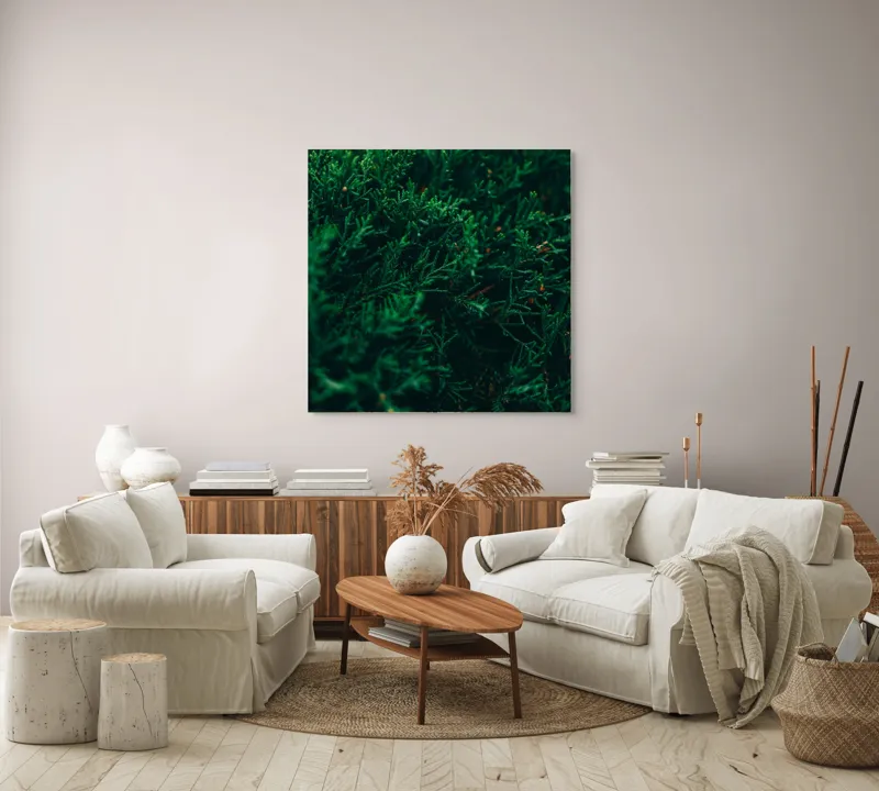 Tablou Canvas, "Verdele naturii în prim-plan misterios", 100 x 100 cm – poza 3