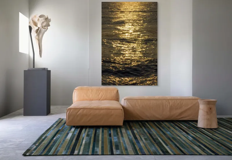 Tablou Canvas, "Strălucirea soarelui pe apă liniștită", Aur, Reflexie, Ocean, Apus, Scânteiere, Calm, Încântare, Valuri, 100 x 150 cm – poza 7