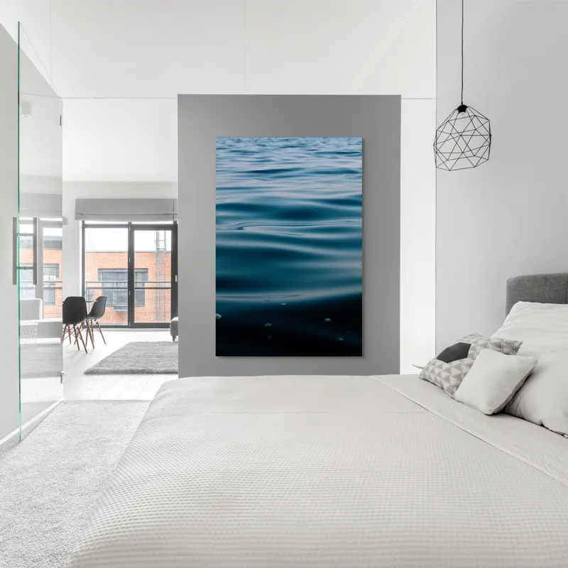 Tablou Canvas, "Valuri Mătăsoase la Apus", Ondulare, Calm, Albastru, Reflexie, Apă, Suprafață, Liniște, Natură, 100 x 150 cm – poza 5