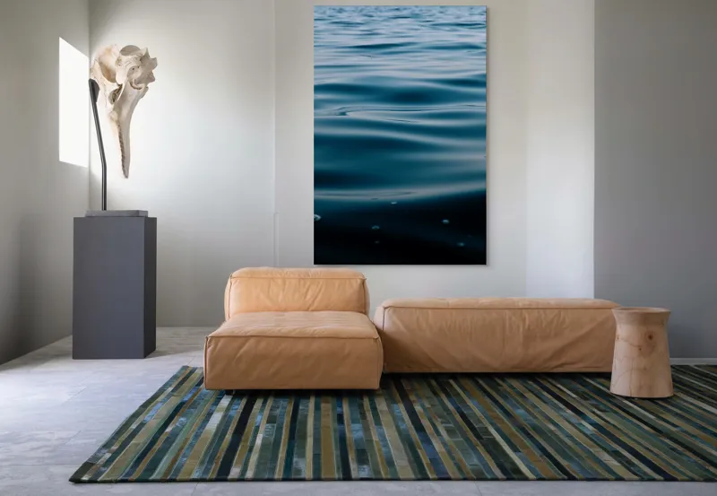 Tablou Canvas, "Valuri Mătăsoase la Apus", Ondulare, Calm, Albastru, Reflexie, Apă, Suprafață, Liniște, Natură, 100 x 150 cm – poza 7